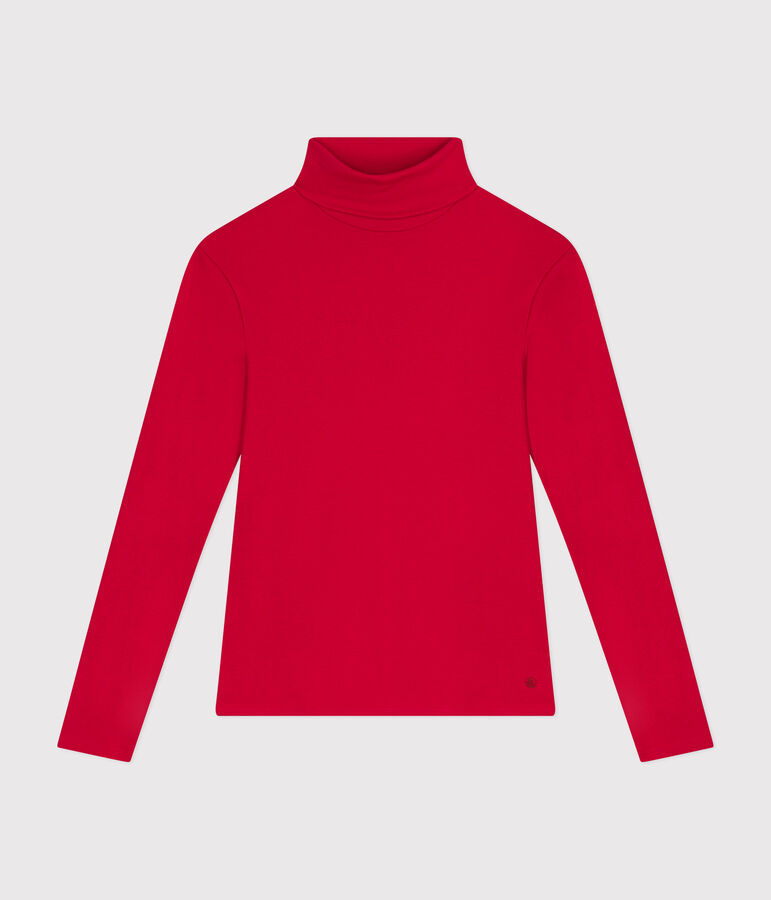 Tee-shirt l'Iconique Col roul&eacute; en coton femme rouge CORRIDA