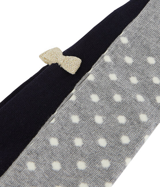 Lot de 2 paires de collants bébé fille gris SUBWAY/bleu SMOKING