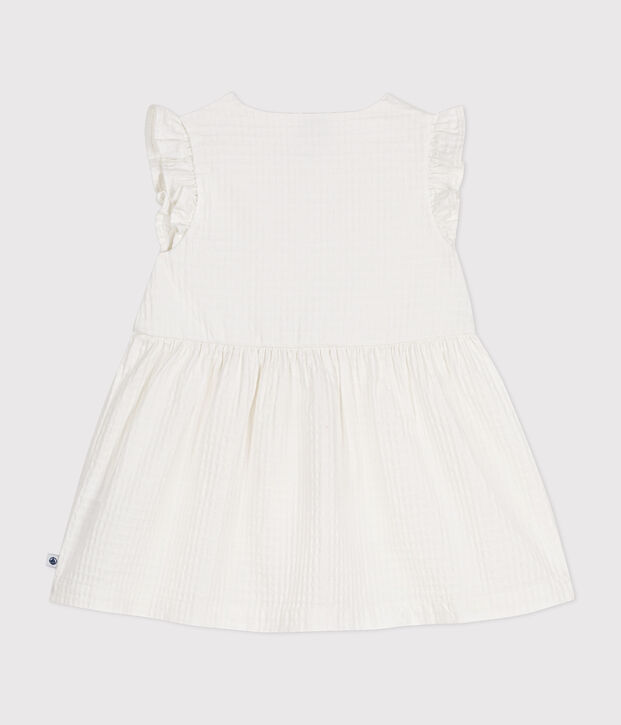 Robe sans manche en coton fa&ccedil;onn&eacute; b&eacute;b&eacute; blanc