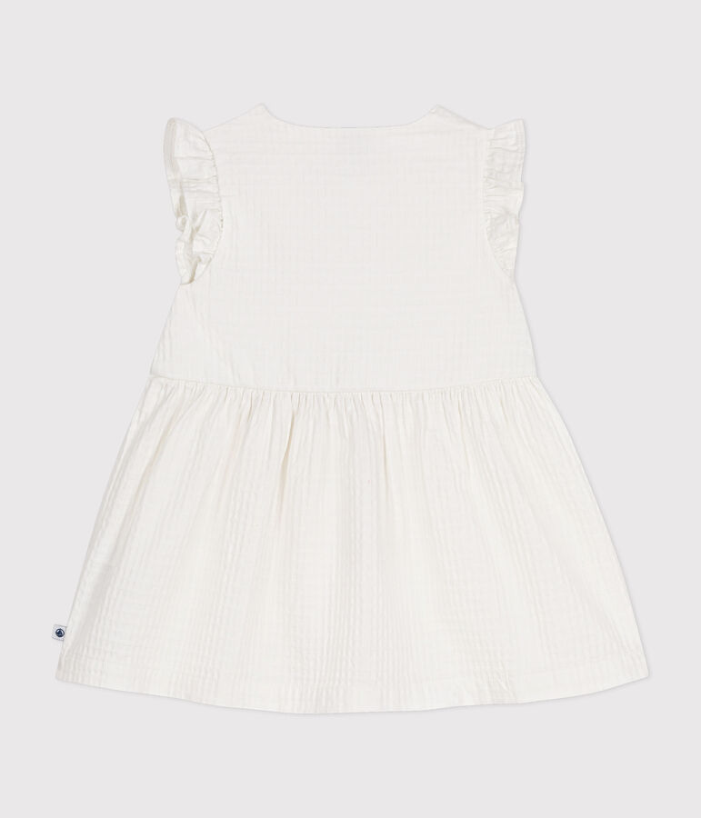 Robe sans manche en coton fa&ccedil;onn&eacute; b&eacute;b&eacute; blanc MARSHMALLOW