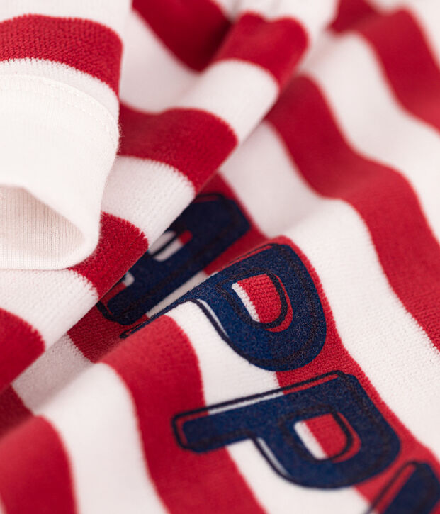 Pyjama  ray&eacute; en velours enfant rouge/blanc