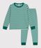Pyjama enfant en tubique &agrave; rayures vert/beige