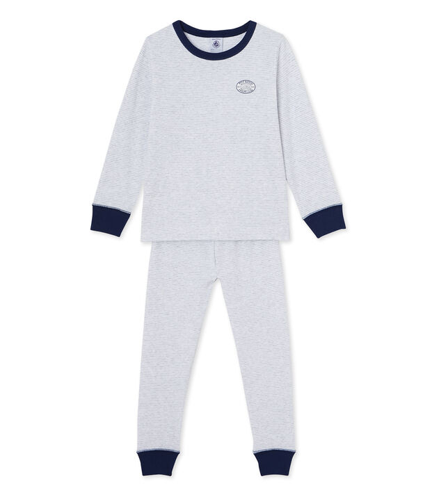 Pyjama gar&ccedil;on en milleraies gris/blanc