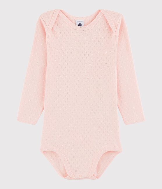 Body manches longues bébé fille rose MINOIS/blanc MARSHMALLOW