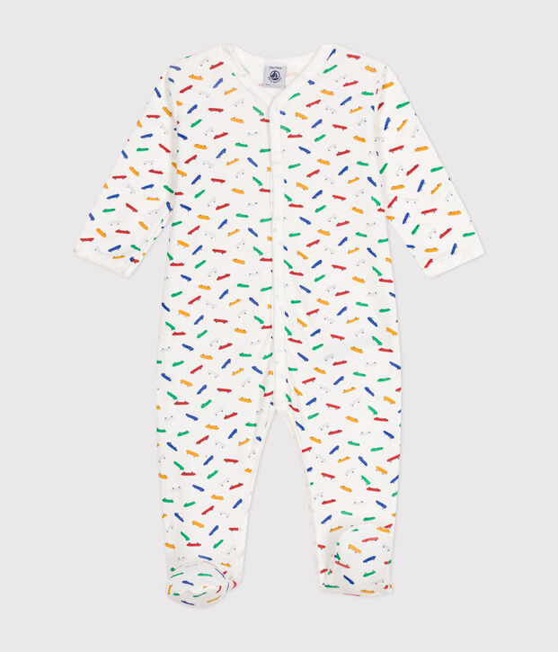 Pyjama imprim&eacute; skateboard en coton b&eacute;b&eacute; blanc/multicouleur