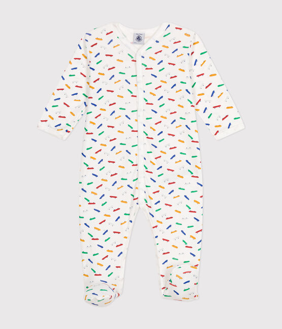 Pyjama imprimé skateboard en coton bébé blanc MARSHMALLOW/blanc MULTICO