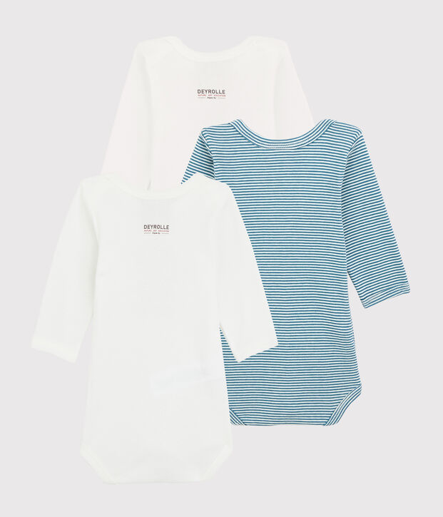 Lot de 3 bodies manches longues b&eacute;b&eacute; gar&ccedil;on Petit Bateau x Deyrolle multicouleur