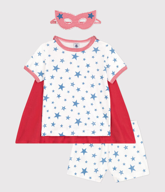 Pyjama short déguisement enfant en coton  cape phosphorescente blanc MARSHMALLOW/blanc MULTICO