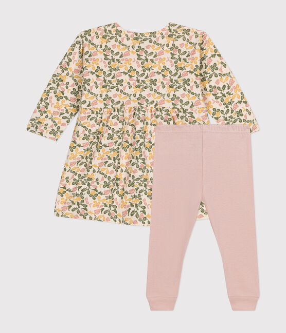 Robe manches longues en tubique et legging en coton bébé blanc AVALANCHE/ MULTICO