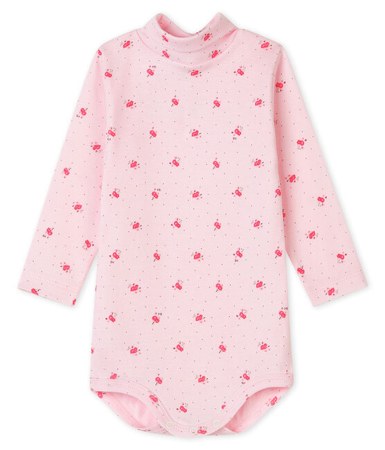 Body manches longues col roulé bébé mixte rose VIENNE/ CUPCAKE