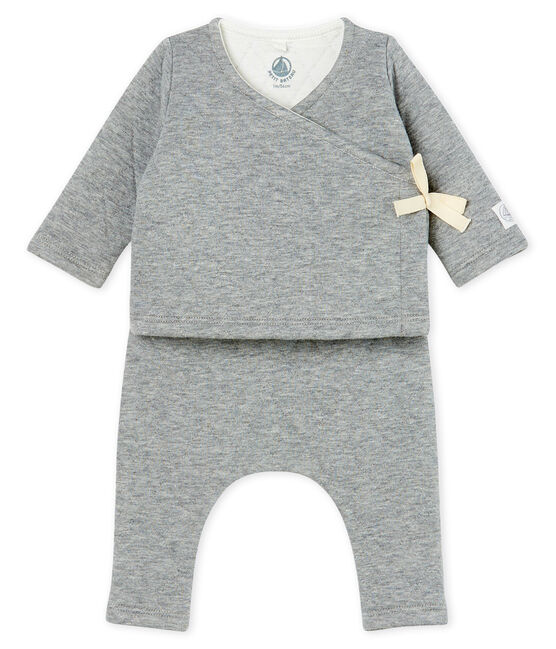 Ensemble deux pièces bébé en tubique matelassé gris SUBWAY CHINE CN