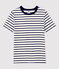 Tee-shirt L'ICONIQUE col rond en coton Femme blanc MARSHMALLOW/bleu SMOKING