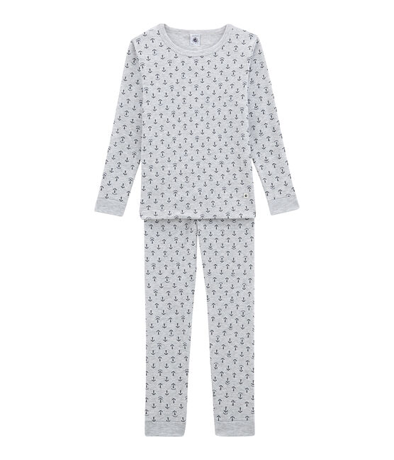 Pyjama petit garçon coupe ajustée gris POUSSIERE/bleu MEDIEVAL