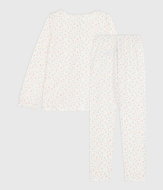 Pyjama enfant en coton imprimé pois blanc MARSHMALLOW/blanc MULTICO