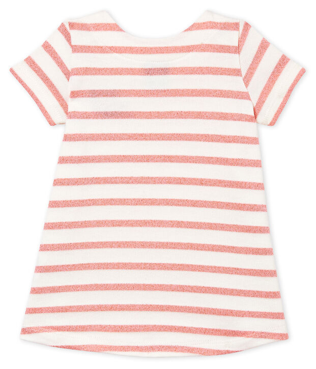 Robe manches courtes ray&eacute;e b&eacute;b&eacute; fille blanc/rose
