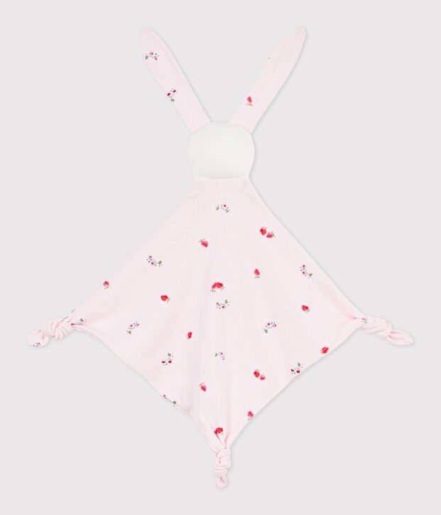 Doudou b&eacute;b&eacute; en coton imprim&eacute; fleuri rose/multicouleur