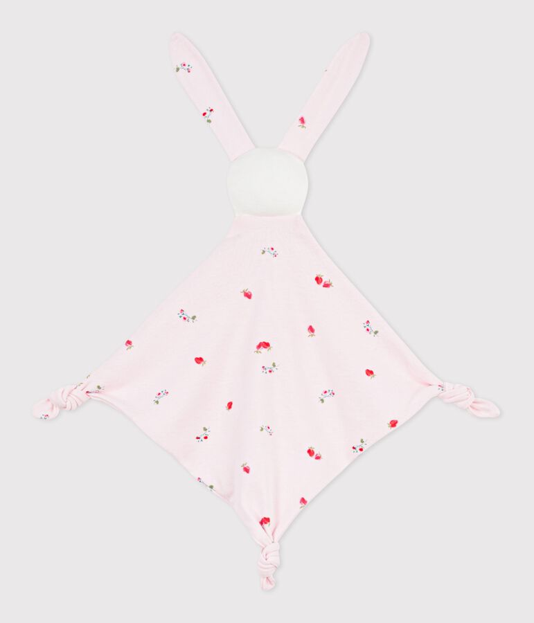 Doudou b&eacute;b&eacute; en coton imprim&eacute; fleuri rose/multicouleur