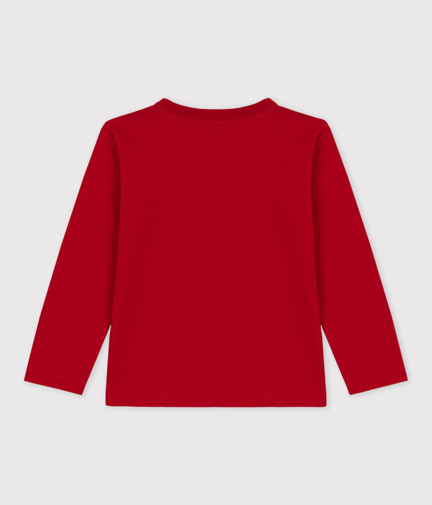 Tee-shirt manches longues en coton enfant gar&ccedil;on rouge