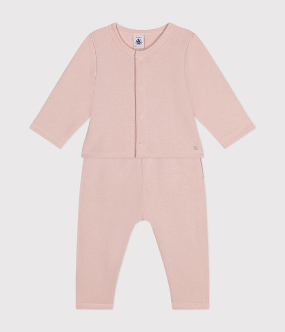 Ensemble cardigan et pantalon en molleton bébé rose SALINE
