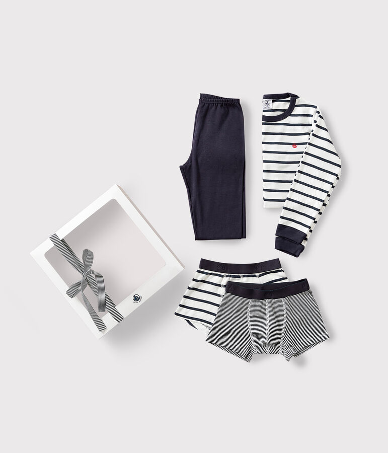 Coffret cadeau pyjama et boxers ray&eacute;s en coton variante 1