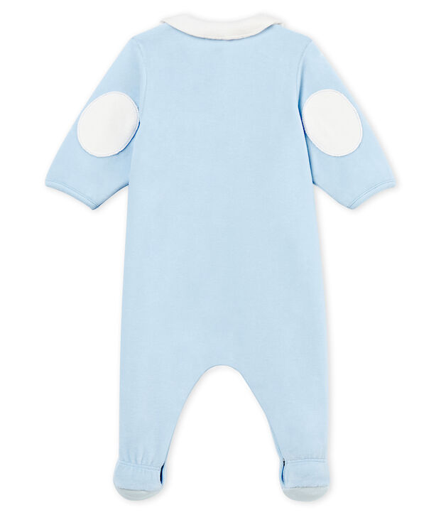 Dors-bien b&eacute;b&eacute; gar&ccedil;on en velours de coton uni bleu clair