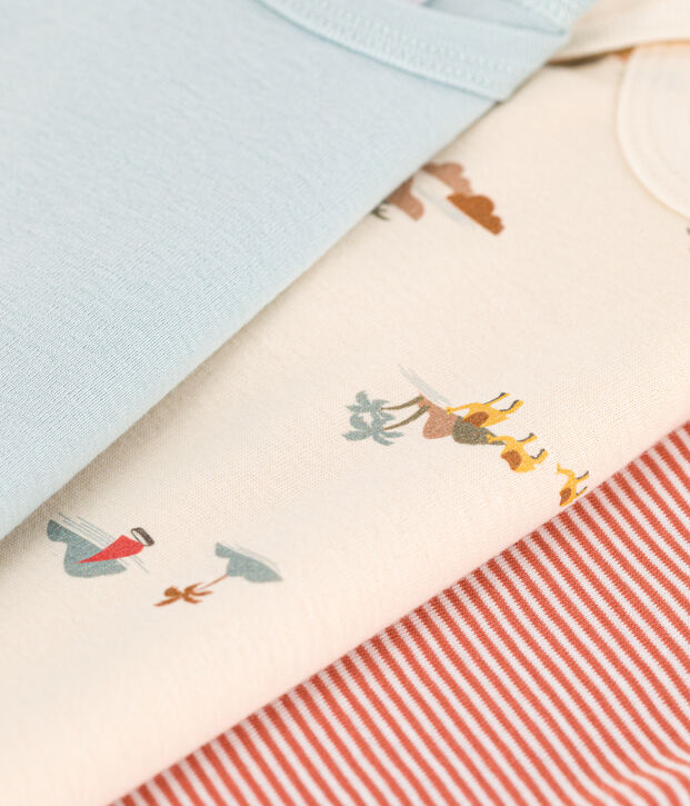 Lot de 3 bodies manches courtes animaux en coton multicouleur