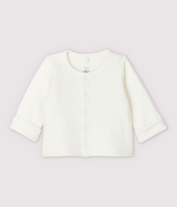 Cardigan blanc &agrave; &eacute;toiles b&eacute;b&eacute; en tubique matelass&eacute; en coton biologique blanc