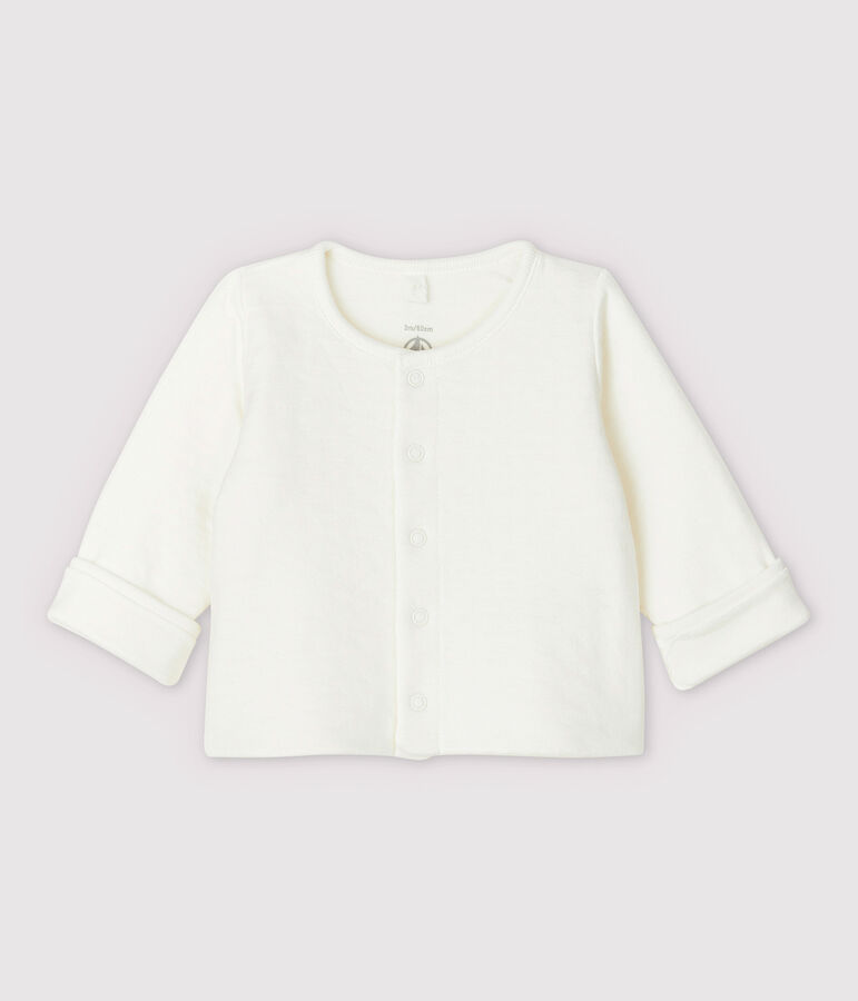 Cardigan blanc &agrave; &eacute;toiles b&eacute;b&eacute; en tubique matelass&eacute; en coton biologique blanc MARSHMALLOW