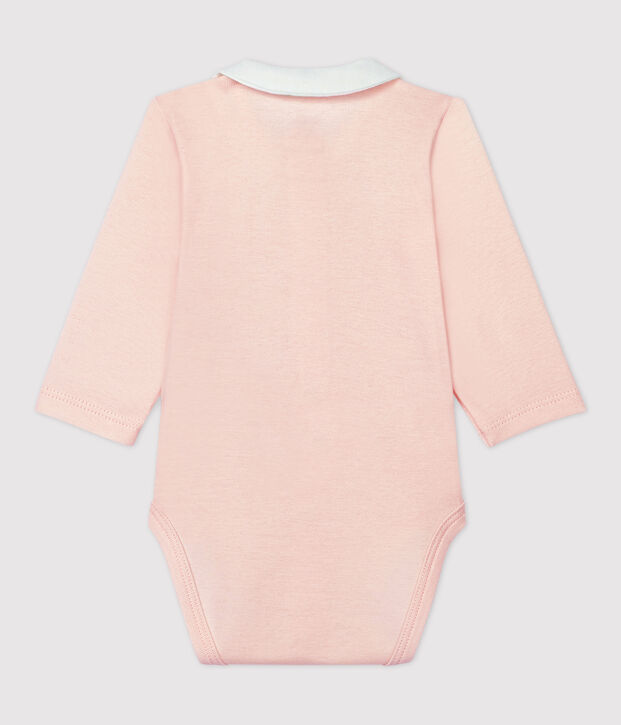 Body rose &agrave; col b&eacute;b&eacute; en coton biologique rose clair