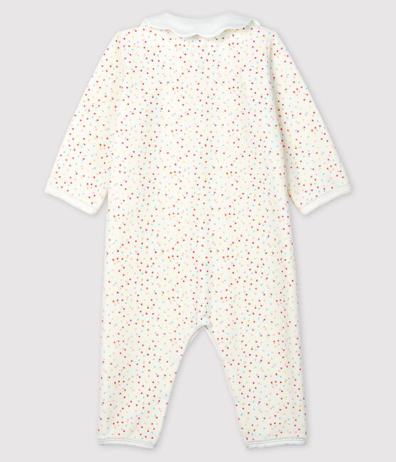 Dors-bien sans pieds à pois bébé fille en coton biologique blanc MARSHMALLOW/blanc MULTICO