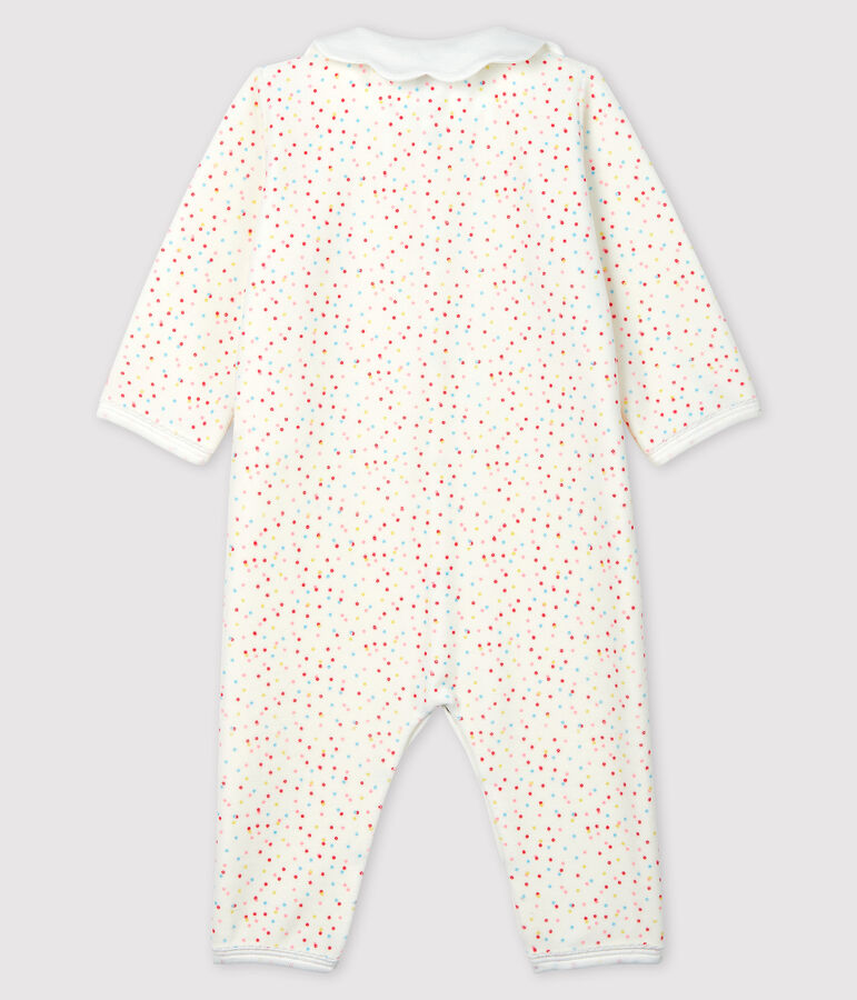 Dors-bien sans pieds &agrave; pois b&eacute;b&eacute; fille en coton biologique blanc/multicouleur