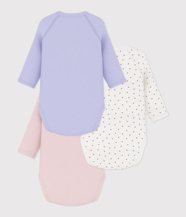 Lot de bodies crois&eacute;s manches longues en coton imprim&eacute; b&eacute;b&eacute; multicouleur