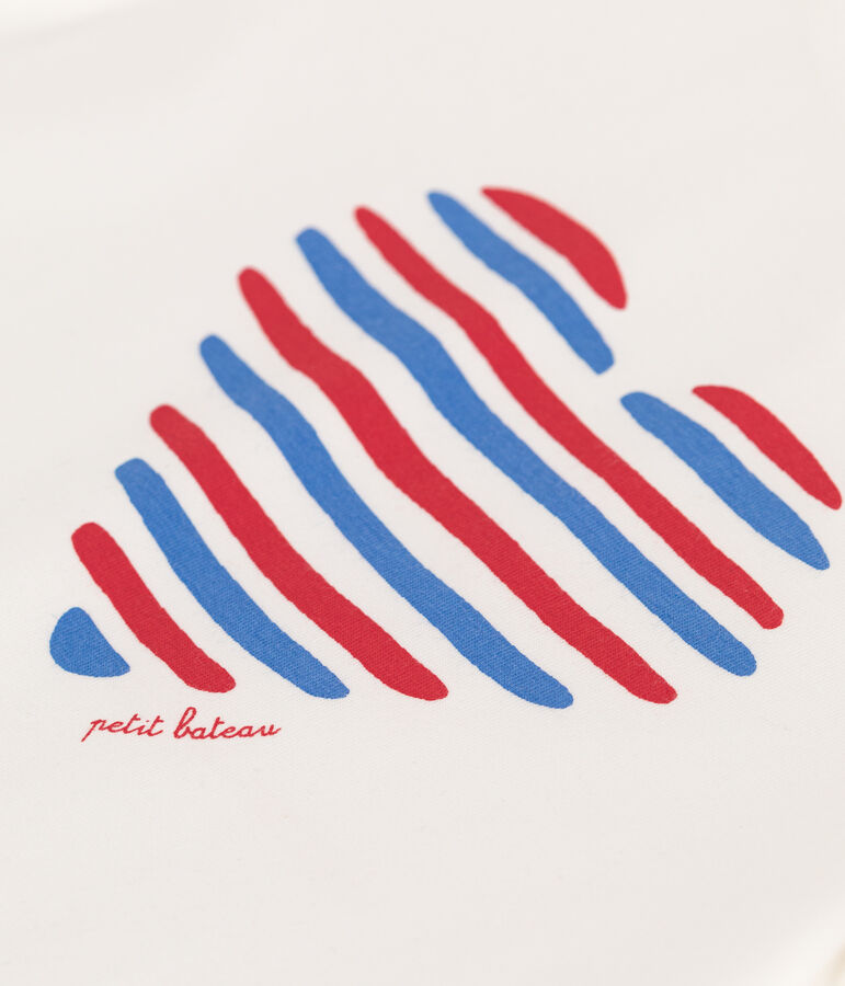 Teeshirt enfant en coton manches courtes c&oelig;ur blanc MARSHMALLOW