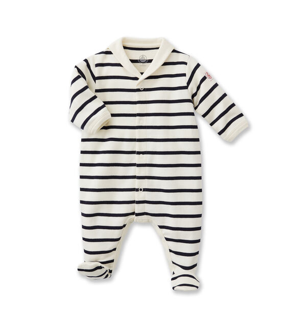 Dors bien bébé rayé beige COQUILLE/bleu ABYSSE