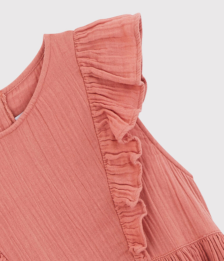 Robe en gaze de coton bio enfant fille rose PAPAYE