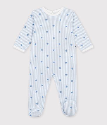 Pyjama bébé en molleton ouverture dos imprimé étoiles