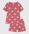 Pyjama short enfant en coton coeurs rose ROSEWOOD/ MARSHMALLOW