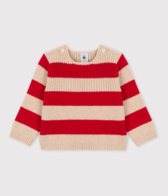 Pull bébé rayé en tricot de laine et coton TRENCH/ STOP