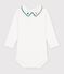 Body b&eacute;b&eacute; en coton uni &agrave; col brod&eacute; blanc