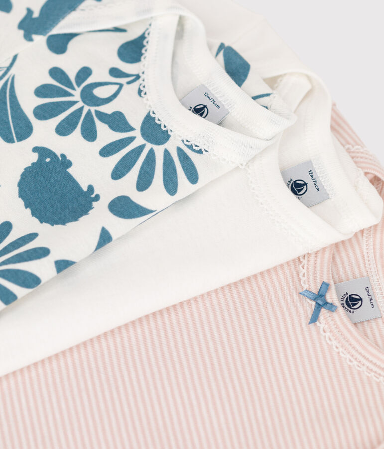 Lot de 3 bodies manches longues fleur b&eacute;b&eacute; en coton variante 1