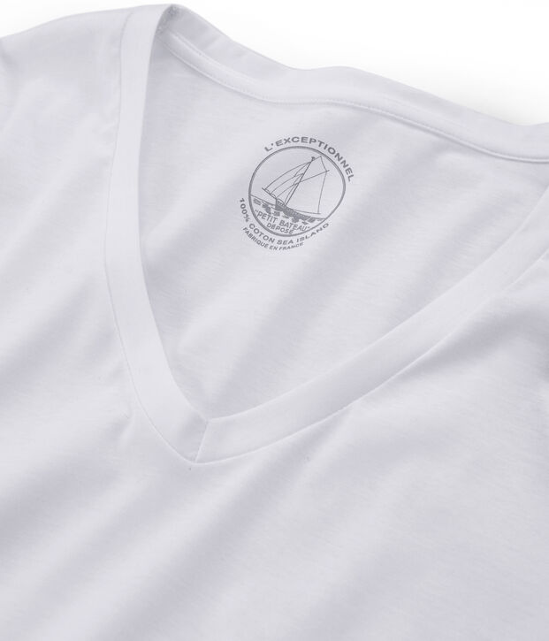 Tee shirt manches longues coton sea island femme blanc