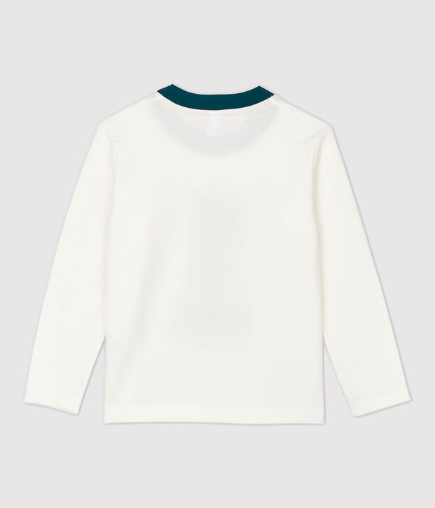 Tee-shirt manches longues en coton enfant gar&ccedil;on blanc