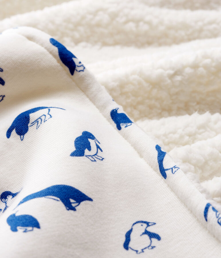 Couverture b&eacute;b&eacute; en c&ocirc;te et sherpa blanc MARSHMALLOW