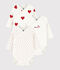 Lot de 3 bodies crois&eacute;s c&oelig;ur rouge manches longues b&eacute;b&eacute; multicouleur