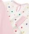 Chemise de nuit manches longues à coeurs petite fille en jersey double face blanc MARSHMALLOW/blanc MULTICO