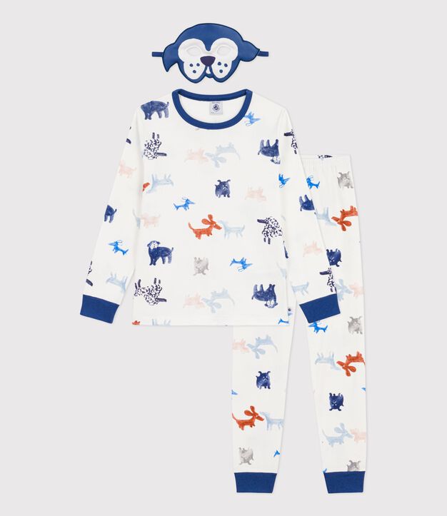 Pyjama d&eacute;guisement enfant en coton imprim&eacute; chiens blanc/multicouleur