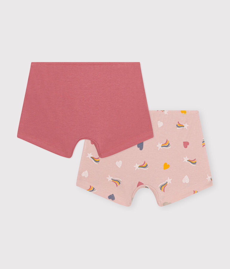 Lot de 2 shorties c&oelig;ur en coton enfant multicouleur