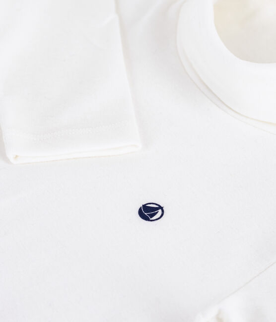 Sous-pull enfant en coton uni blanc MARSHMALLOW