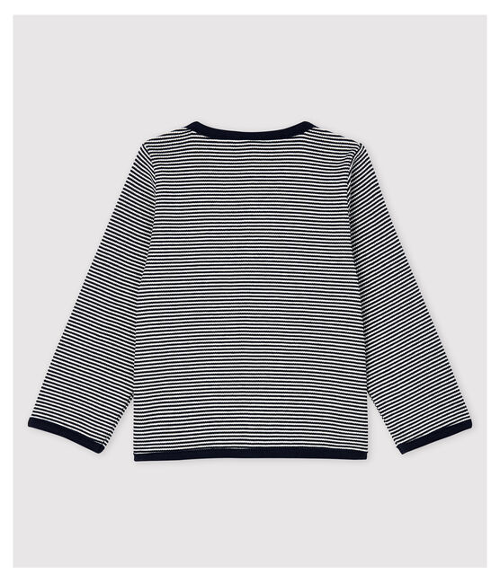 Cardigan milleraies en côte 2x2 bébé fille. bleu SMOKING/blanc MARSHMALLOW