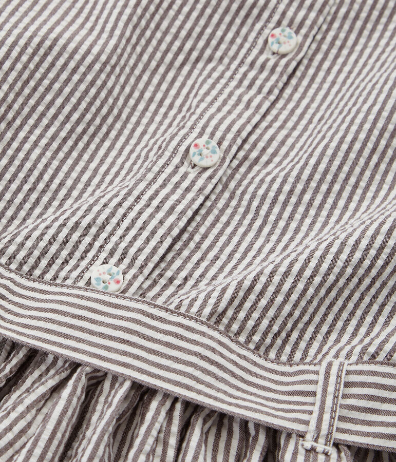 Robe enfant fille marron/blanc